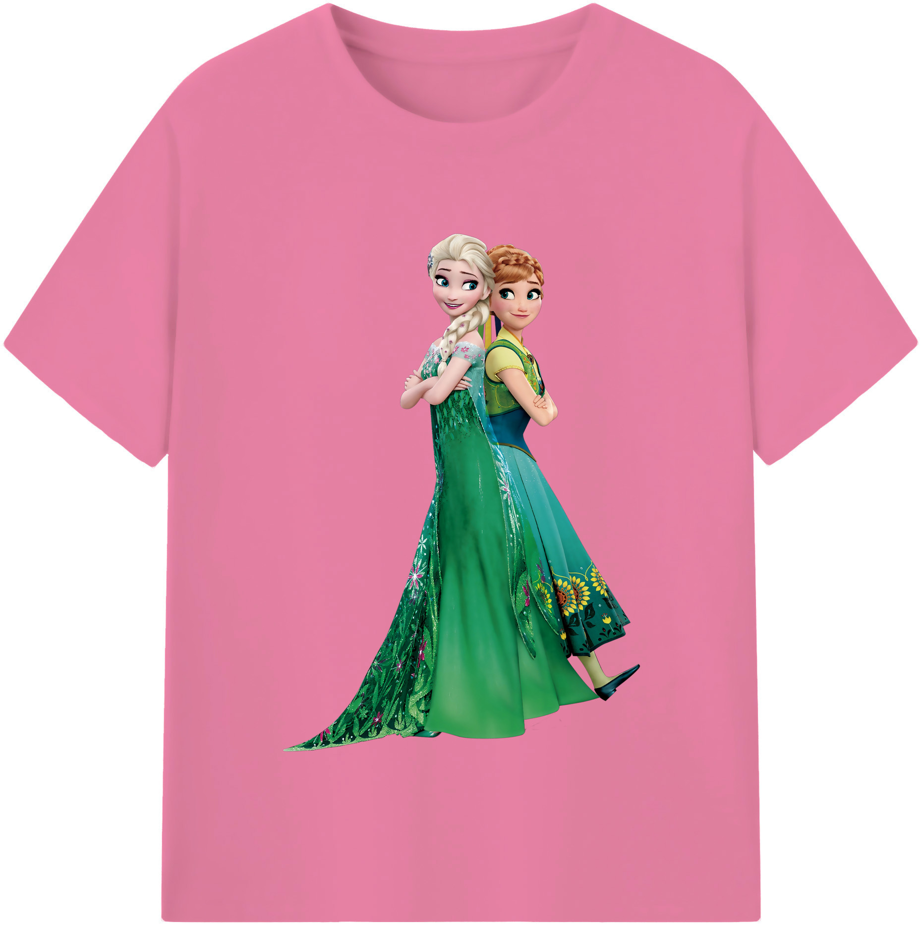（画像用） アナと雪の女王 アンナ エルサ Frozen Anna Elsa 綿100％半袖Tシャツ（フロントプリント）